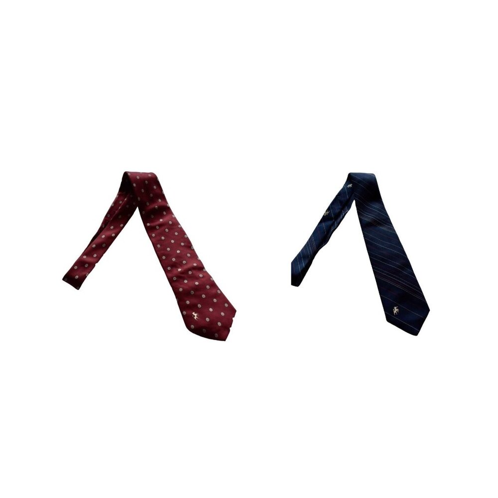 Men's Set of 2 Vintage Bronzini Burgundy and Nay Blue Silk Neck Ties